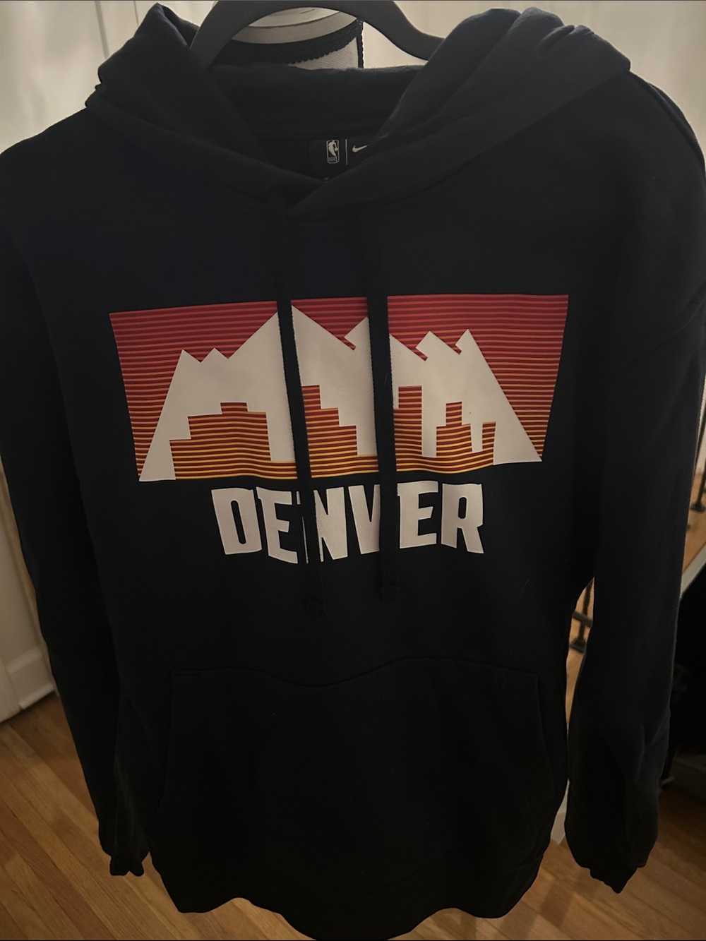 Nike Black Denver Graphic Hoodie with Red-Orange Gradient